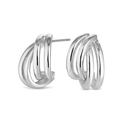 Silver double hoop earring